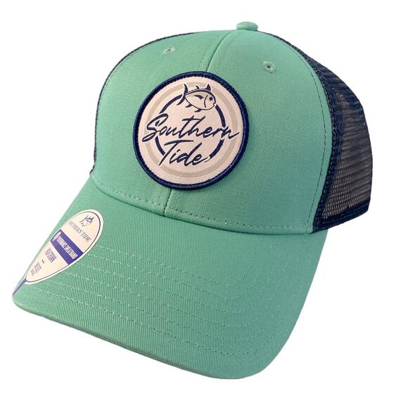 NWT Southern Tide Adjustable Snap Back Logo Cap Aqua and Navy - Picture 1 of 4